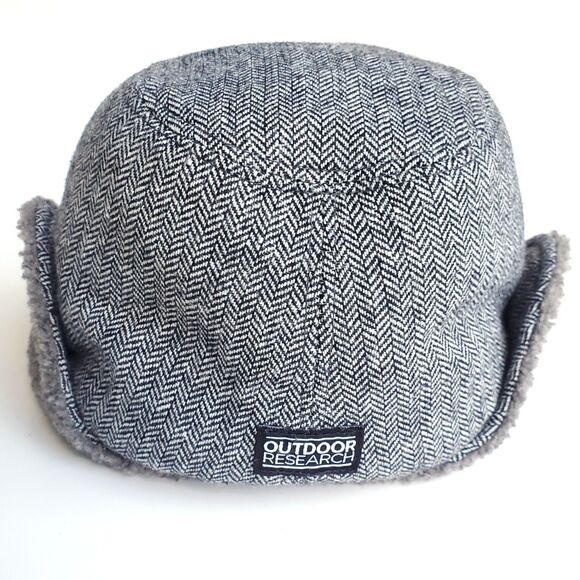 Outdoor Research Trapper Hat Size Small w/ Ear Flaps Wool Blend Herringbone - Picture 5 of 11